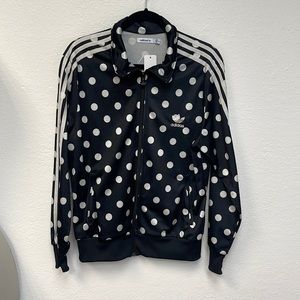Women’s Adidas size, extra large track jacket, black and white polkadot.